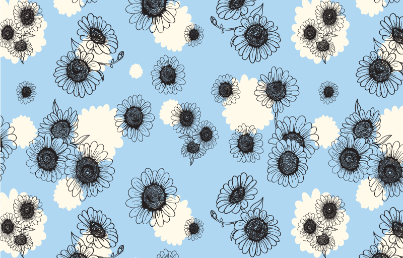 Flower vinyl rug with seamless modern daisies pattern - TenStickers