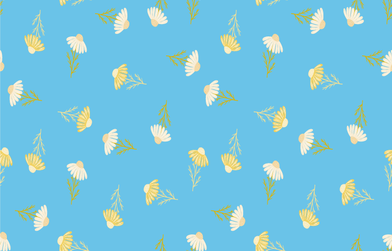 Flower vinyl rug with daisy pattern on blue background - TenStickers