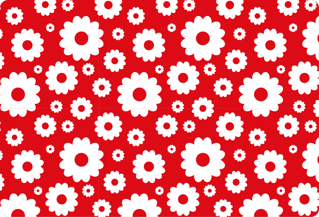 Flower vinyl rug with white daisies on red - TenStickers