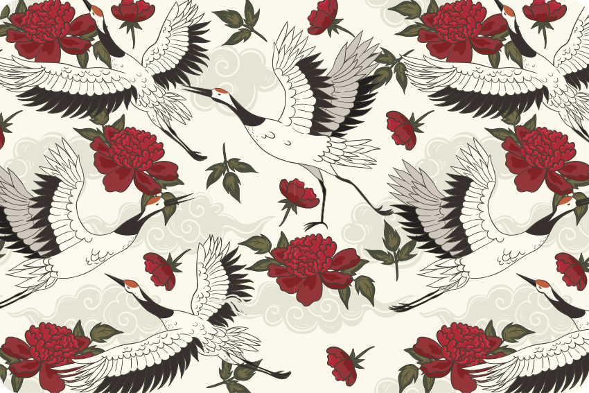 Flower vinyl rug with soothing earthy bird design - TenStickers