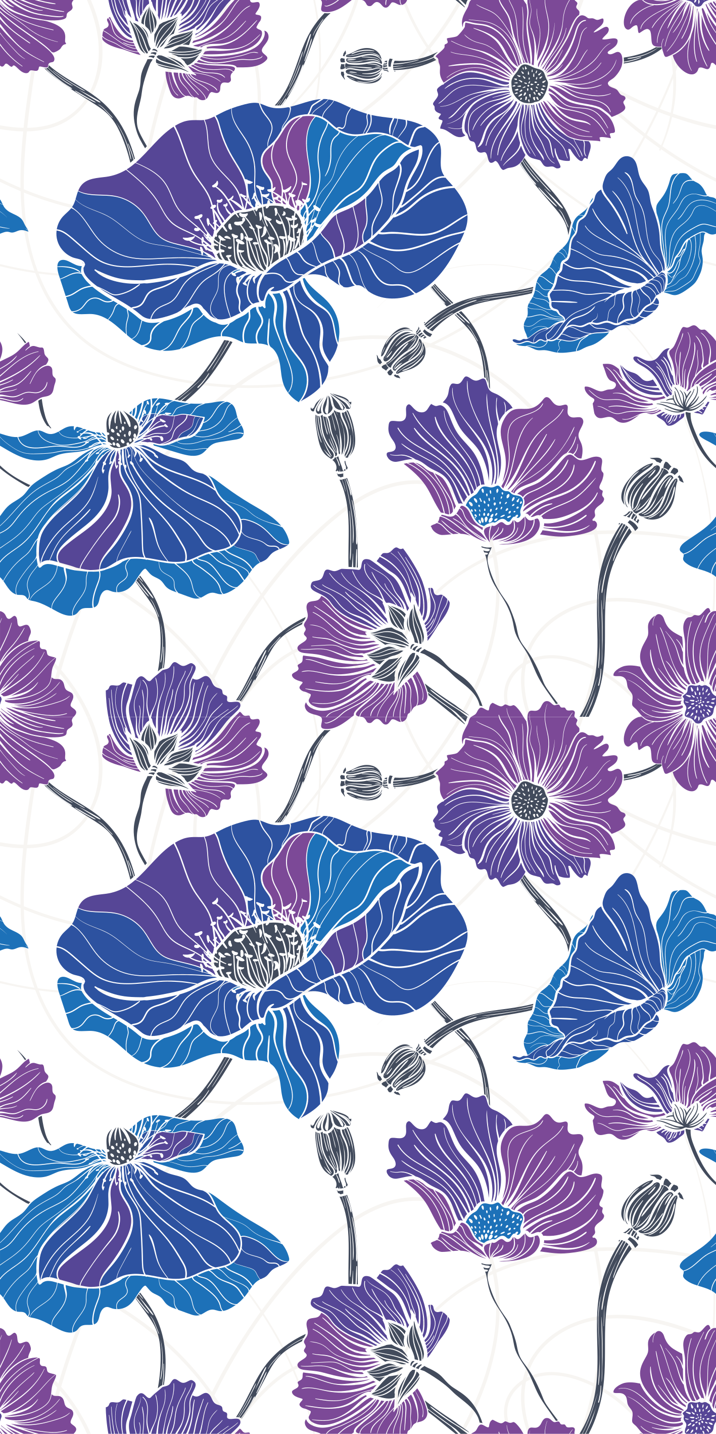 Flower vinyl rug with blue and purple garden flowers - TenStickers