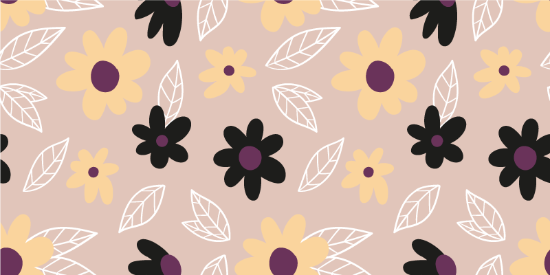 Flower vinyl rug colorful modern flowers beige - TenStickers