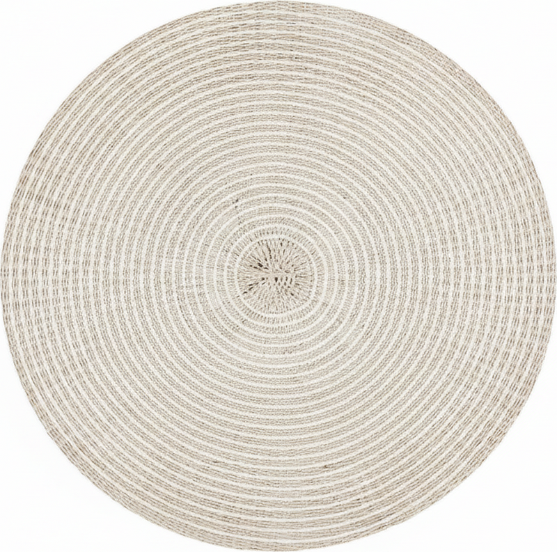 Minimalist vinyl rug in circular cream woven spiral - TenStickers