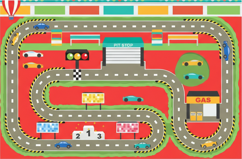 Colorful cartoon race track road vinyl rug - TenStickers