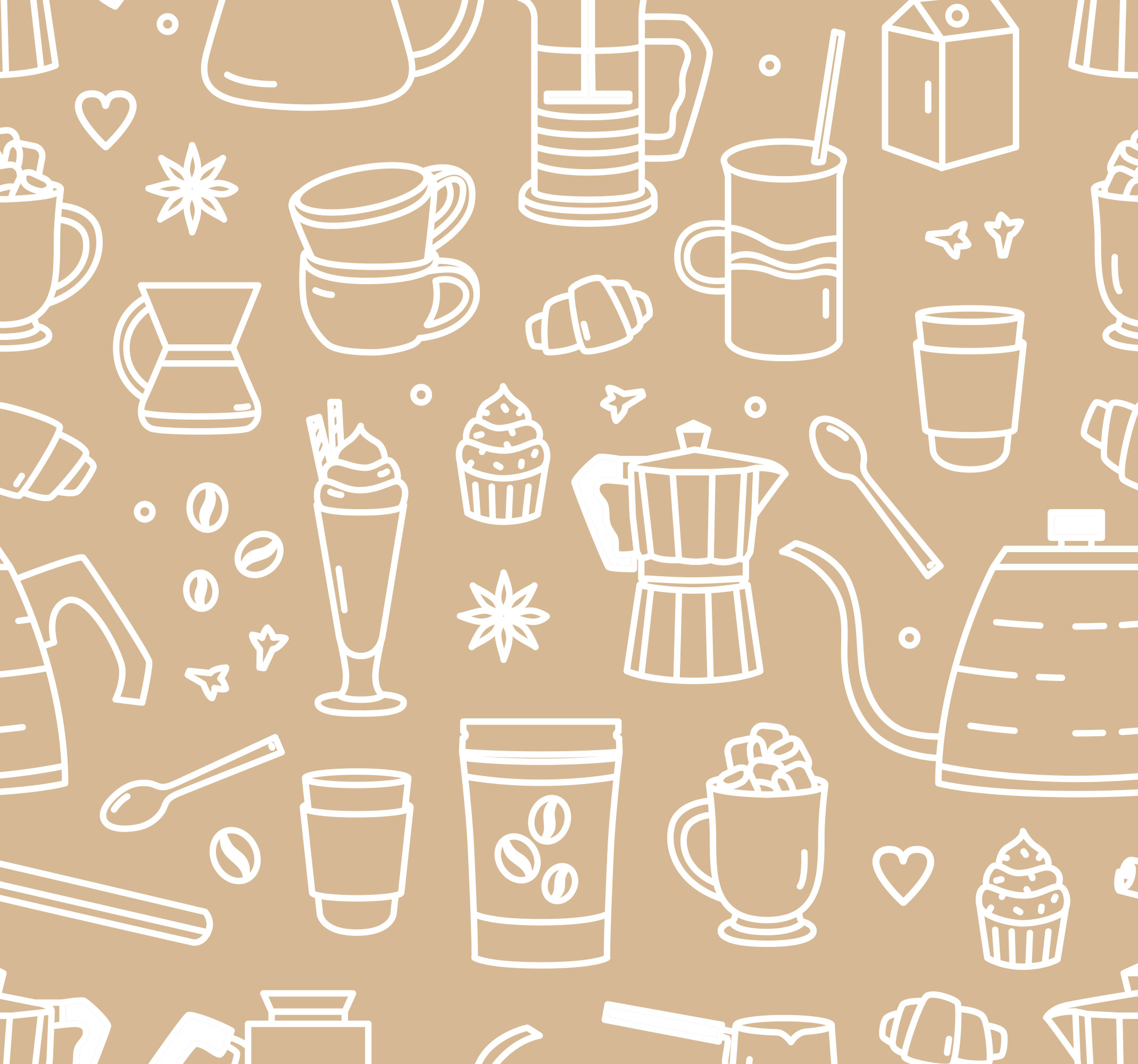 Kitchen vinyl rug with coffee cups and glasses pattern - TenStickers