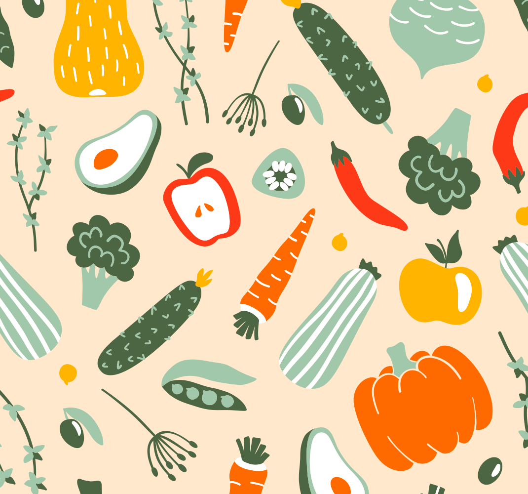 Kitchen vinyl rug in beige food pattern - TenStickers