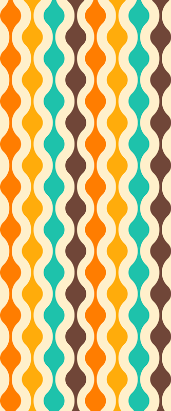 Geometric retro mid century 70s kitchen vinyl rug - TenStickers