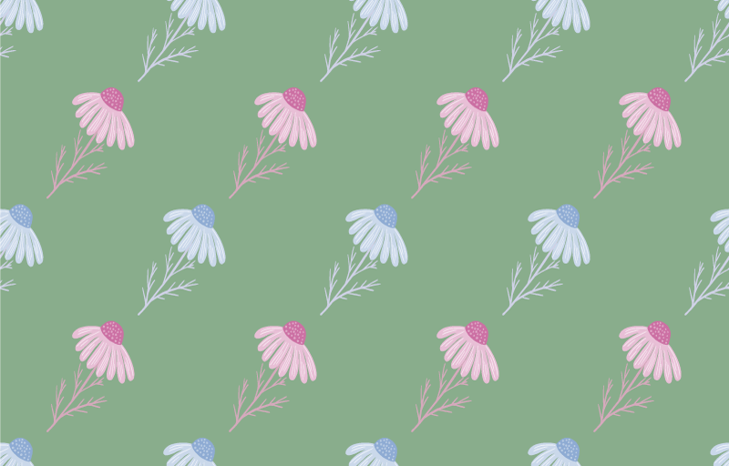 Flower vinyl rug with chamomile daisy pattern - TenStickers