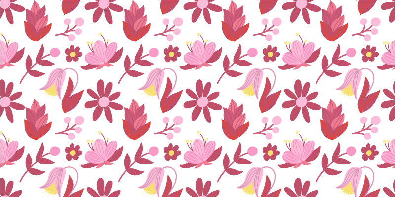 Flower vinyl rug in polish folk art with red accents - TenStickers