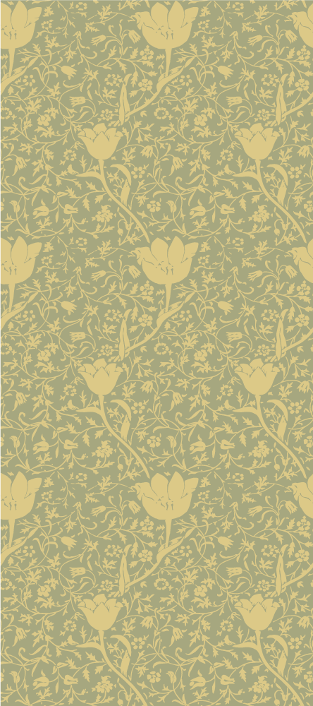 Flower vinyl rug with subtle gold and green floral pattern - TenStickers