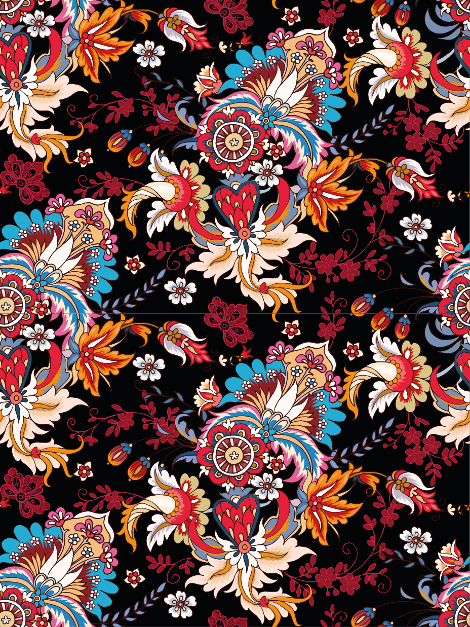 Flower vinyl rug in vibrant modern folk art - TenStickers