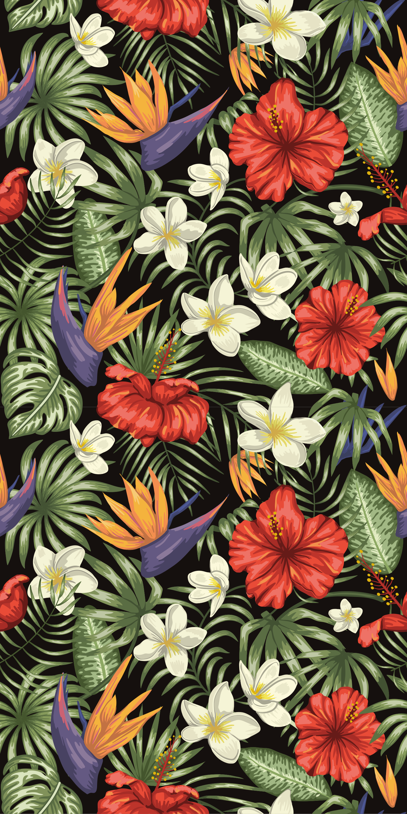 Flower vinyl rug with tropical jungle plants design - TenStickers