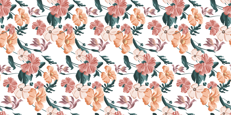 Flower vinyl rug with blooming floral design - TenStickers