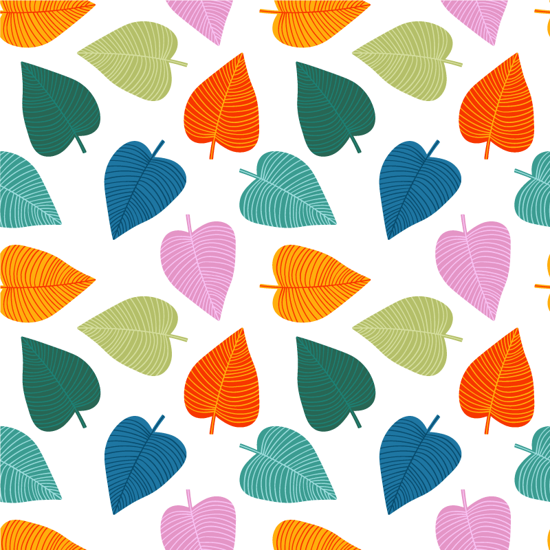 Flower vinyl rug with lively leaf designs - TenStickers