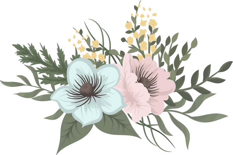 Flower vinyl rug botanical collection design - TenStickers