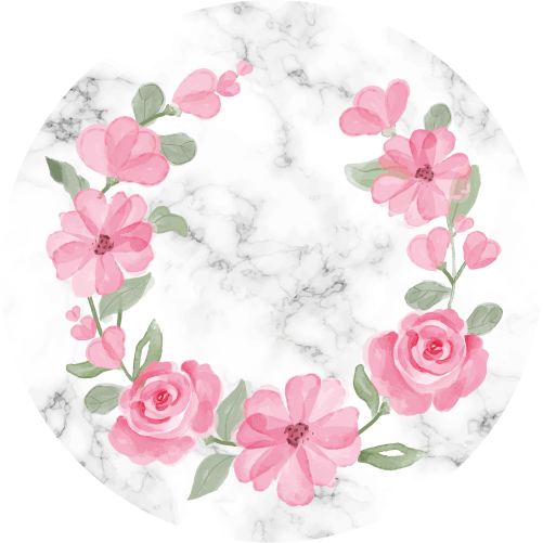 Flower vinyl rug with marble flower crown - TenStickers