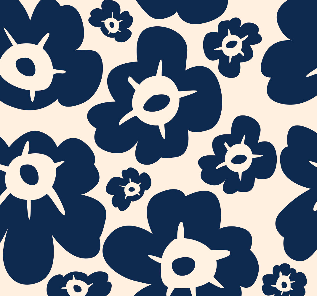 Flower vinyl rug in dark blue poppy - TenStickers