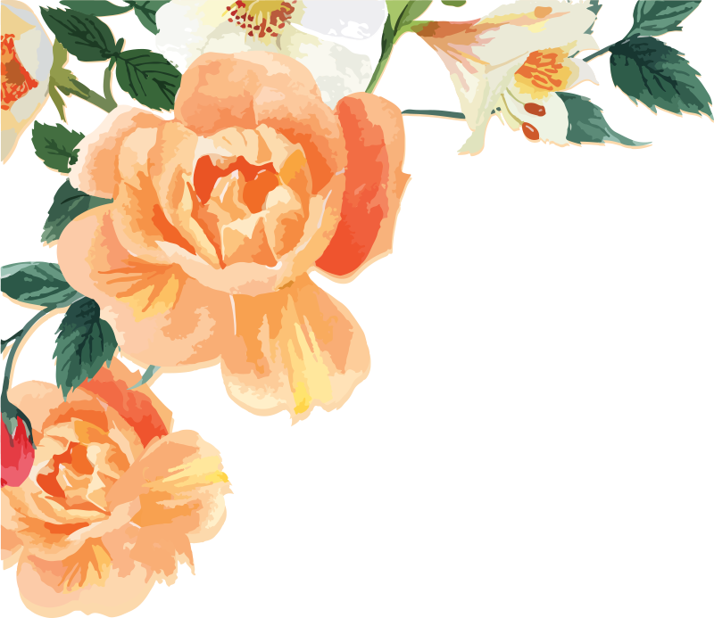 Flower vinyl rug peach rose bouquet - TenStickers