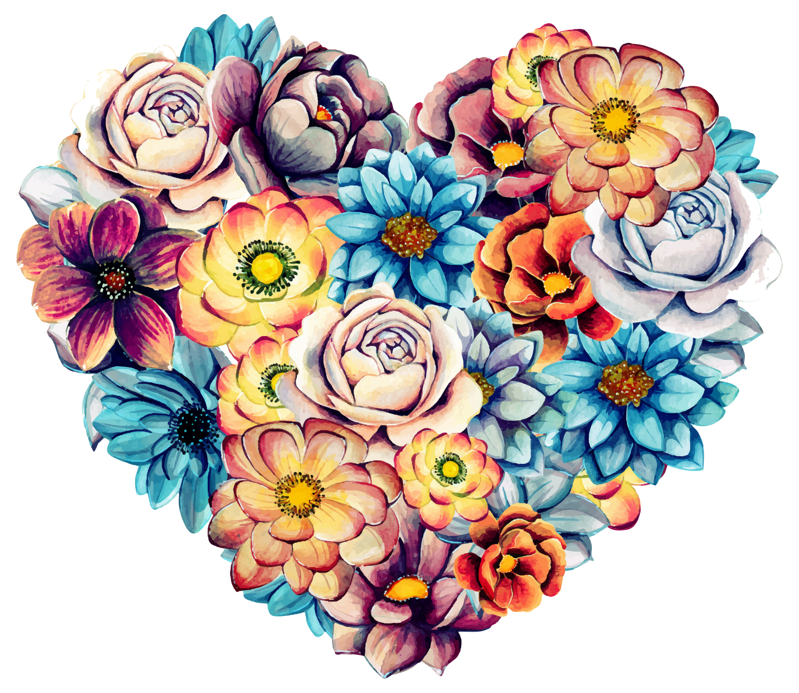 Flower vinyl rug heart floral design - TenStickers