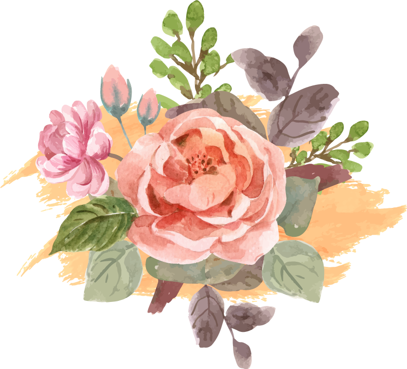 Blush bloom composition flower vinyl rug - TenStickers