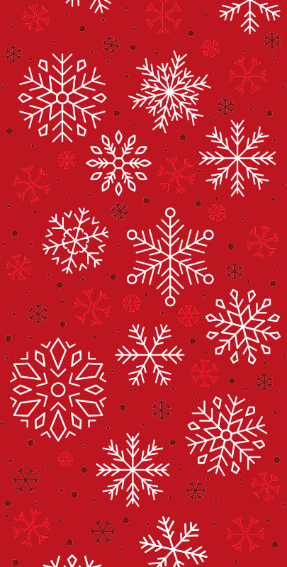 Christmas vinyl rug with red background snowflakes - TenStickers