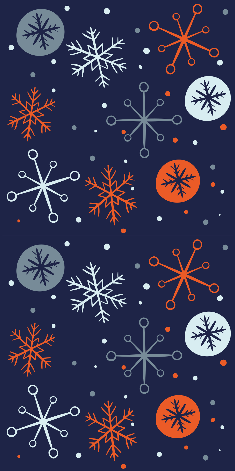 Christmas vinyl rug with blue and orange snowflakes - TenStickers