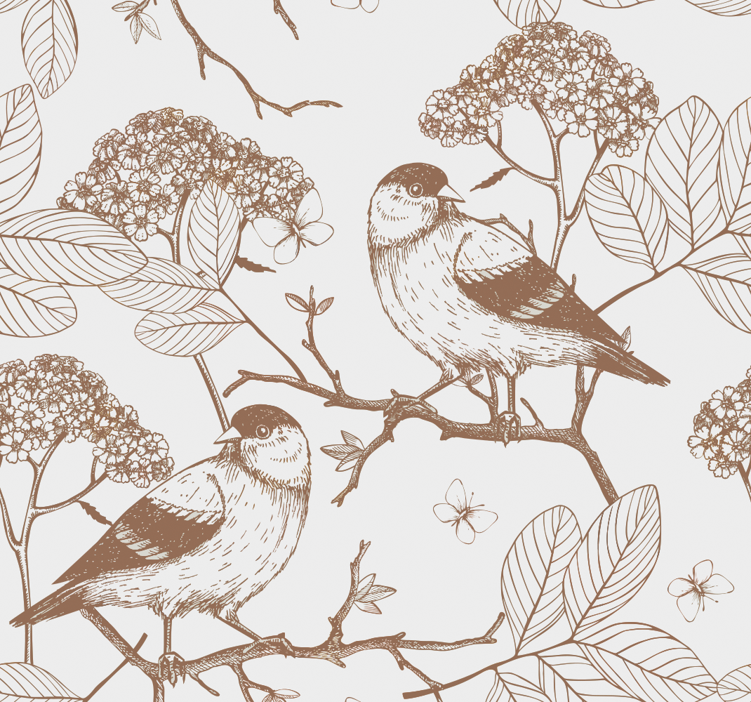 Bedroom vinyl rug with grey and brown birds - TenStickers