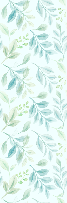 Green thin leaves bedroom vinyl rug - TenStickers