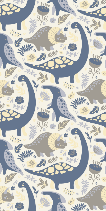 Bedroom vinyl rug with blue dinosaurs nordic style - TenStickers