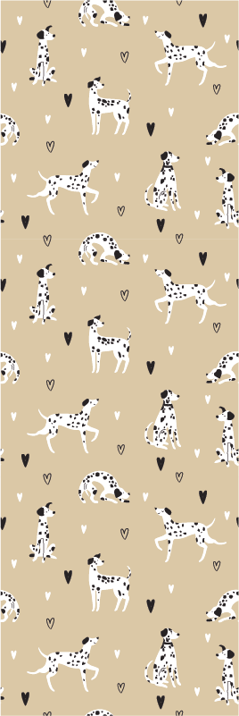 Bedroom vinyl rug in beige dog drawing pattern - TenStickers