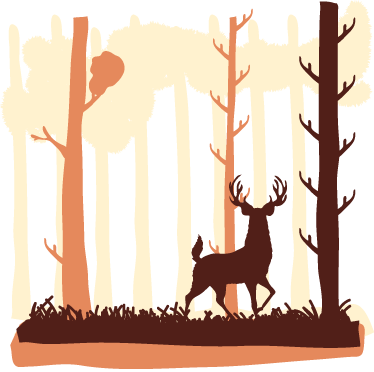 Nature vinyl rug featuring brown forest and deer - TenStickers