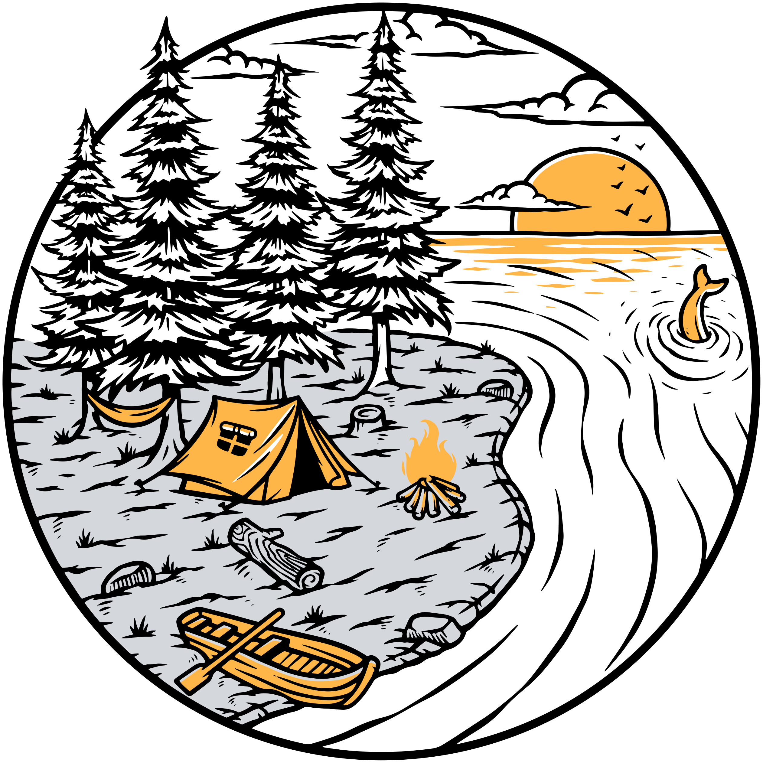 Nature vinyl rug motorhome yellow landscape badge - TenStickers