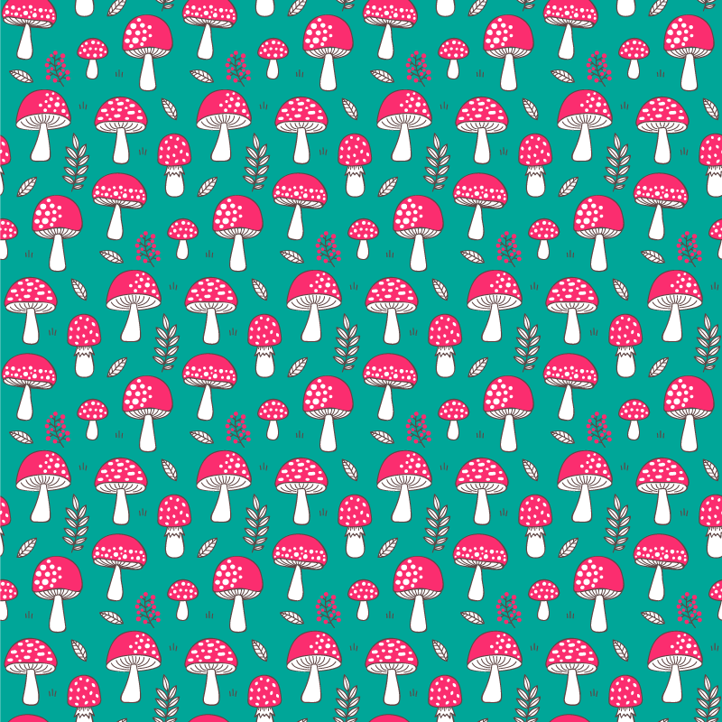 Nature vinyl rug with classic mushrooms on turquoise - TenStickers