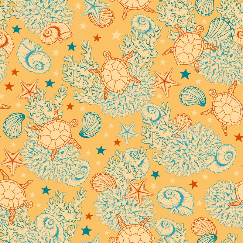 Nature vinyl rug coral and ocean life - TenStickers