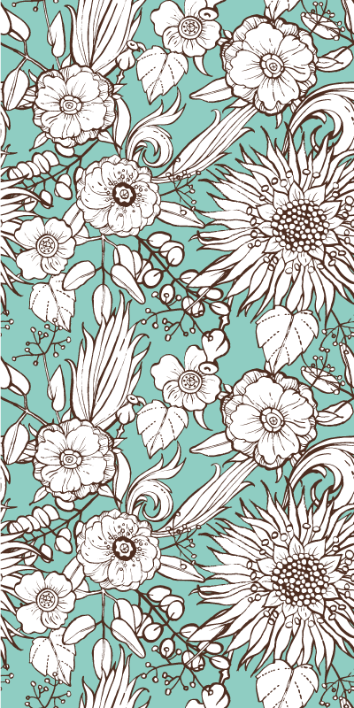 Nature vinyl rug floral screen design - TenStickers