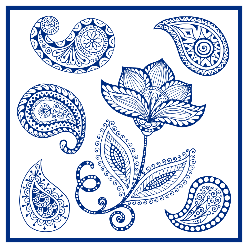 Nature vinyl rug with botanical paisley design - TenStickers