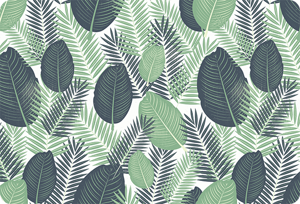 Jungle green vegetation flower vinyl rug - TenStickers