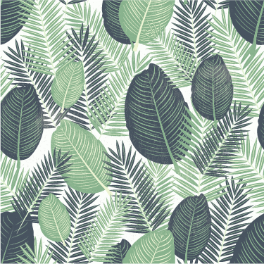Flower vinyl rug with green jungle leaves - TenStickers