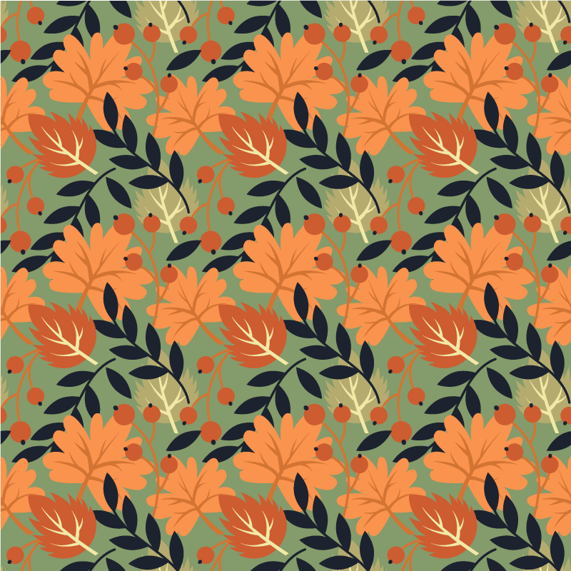 Flower vinyl rug with large autumn leaves design - TenStickers