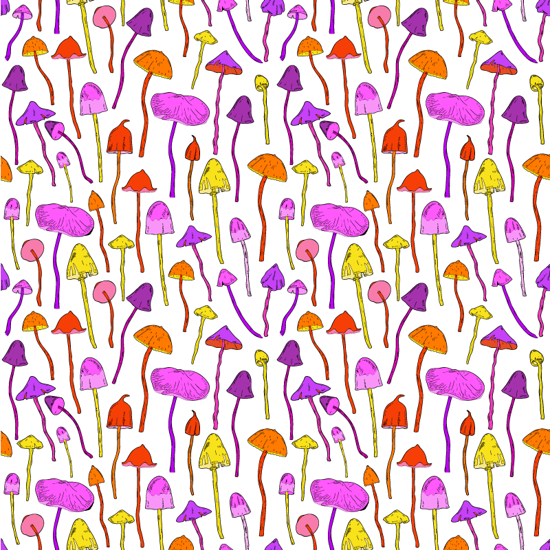 Flower vinyl rug with psychedelic mushroom pattern - TenStickers