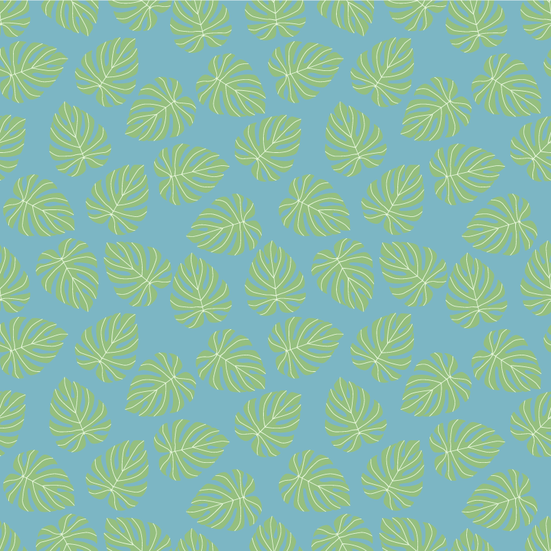 Flower vinyl rug with summertime green leaves design - TenStickers