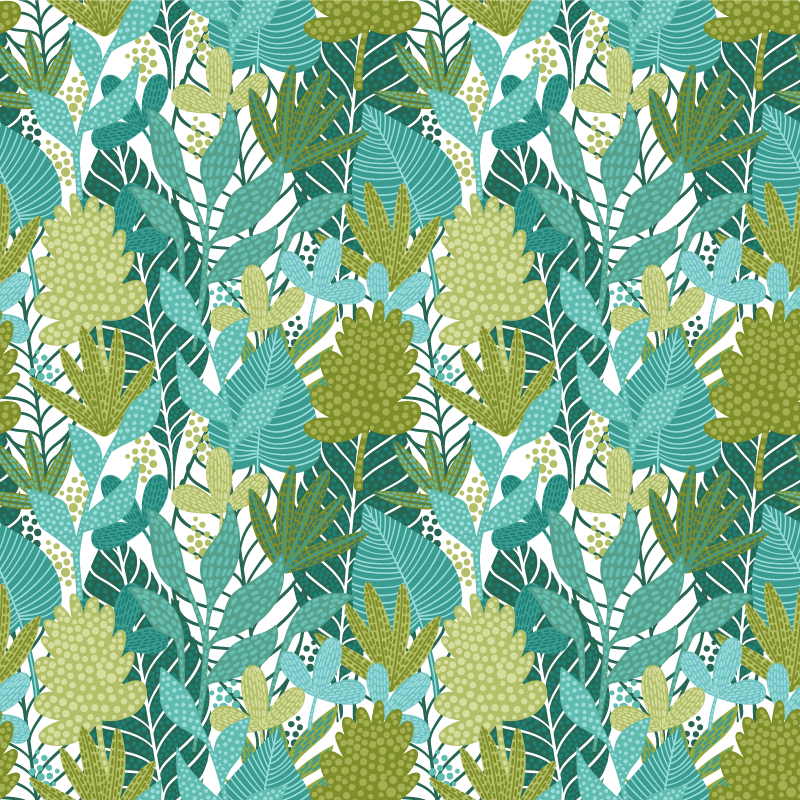 Flower vinyl rug tropical boho leaves pattern - TenStickers