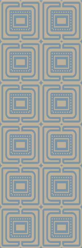 Bedroom vinyl rug with bronze and dark blue squares - TenStickers