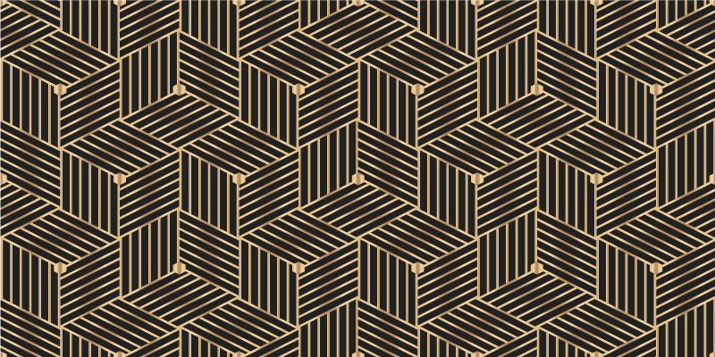 Geometric vinyl rug with golden geometric design - TenStickers