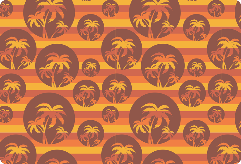 Geometric vinyl rug retro sunset and palms pattern - TenStickers