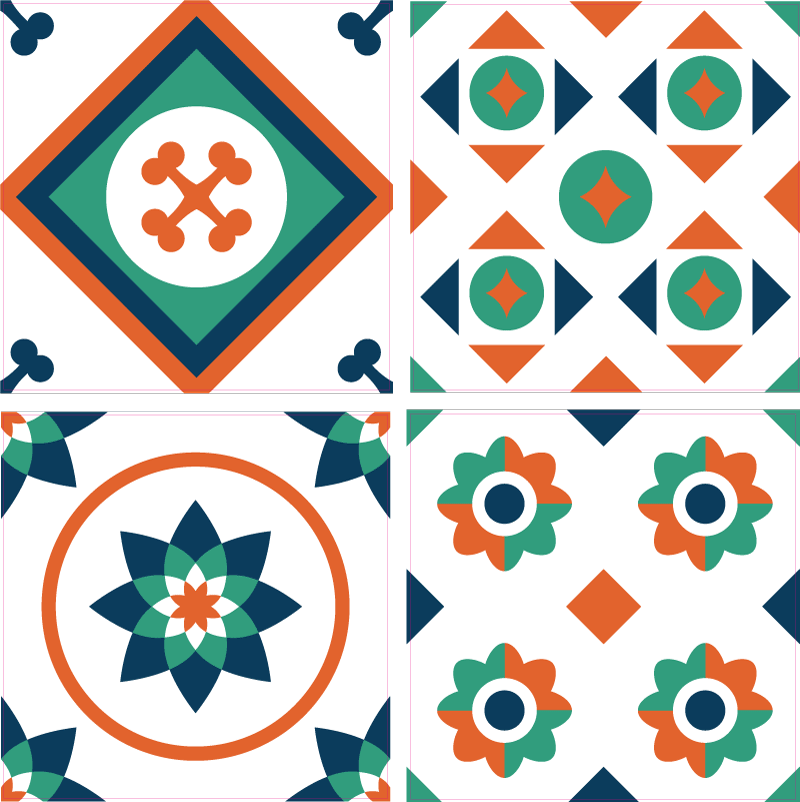 Geometric vinyl rug inspired by geometric tiles - TenStickers