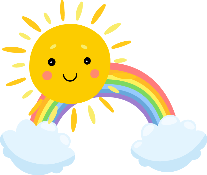Kids vinyl rug featuring sky cartoon sun and rainbow - TenStickers