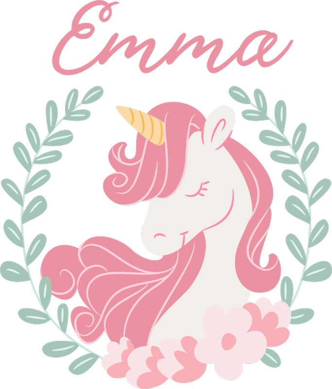 Kids vinyl rug princess unicorn with name - TenStickers