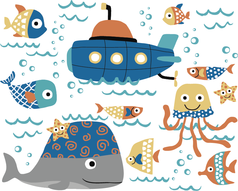 Kids vinyl rug with ocean themes - TenStickers