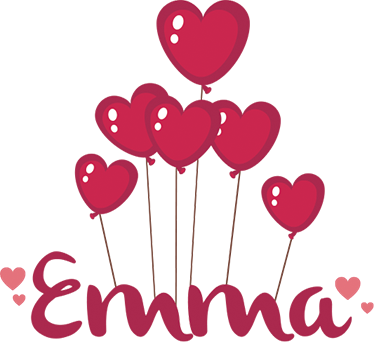 Kids vinyl rug heart balloons with name - TenStickers